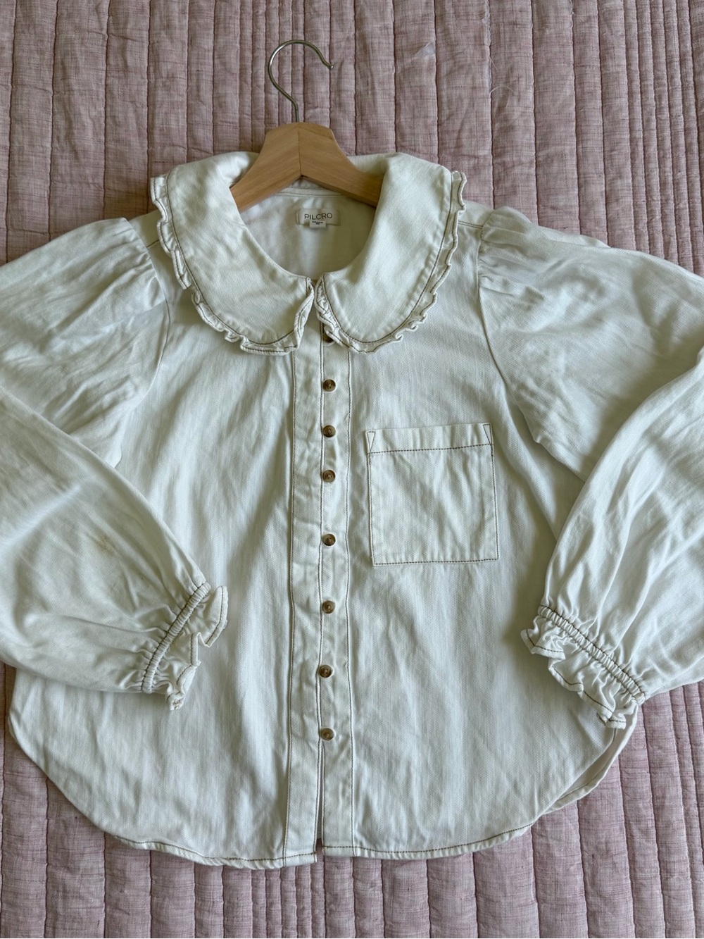 Pilcro Keira Denim Long-Sleeve Blouse by Anthropologie | Size: XS - Picture 3 of 10
